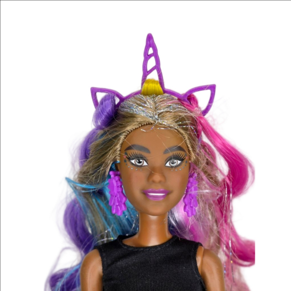 Girls Mattel Barbie Doll with Unicorn Headband Multicolor Hair One Size
